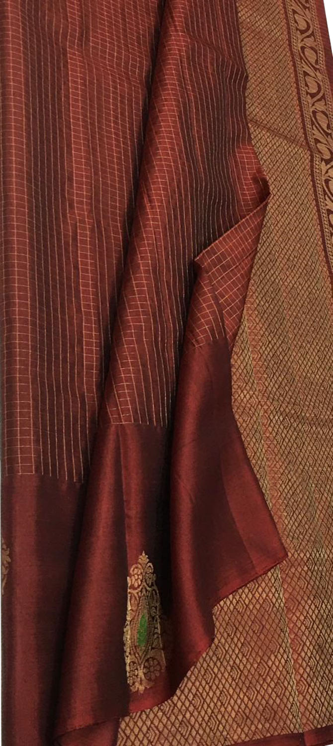 Maroon Kanjeevaram Silk Saree - Handloom Beauty - Luxurion World