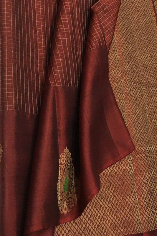 Maroon Kanjeevaram Silk Saree - Handloom Beauty - Luxurion World