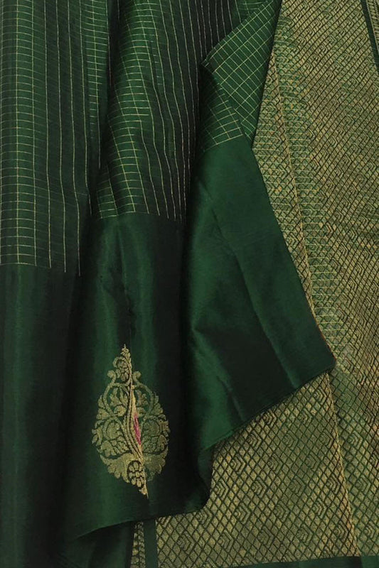 Green Kanjeevaram Handloom Silk Saree - Pure Elegance - Luxurion World