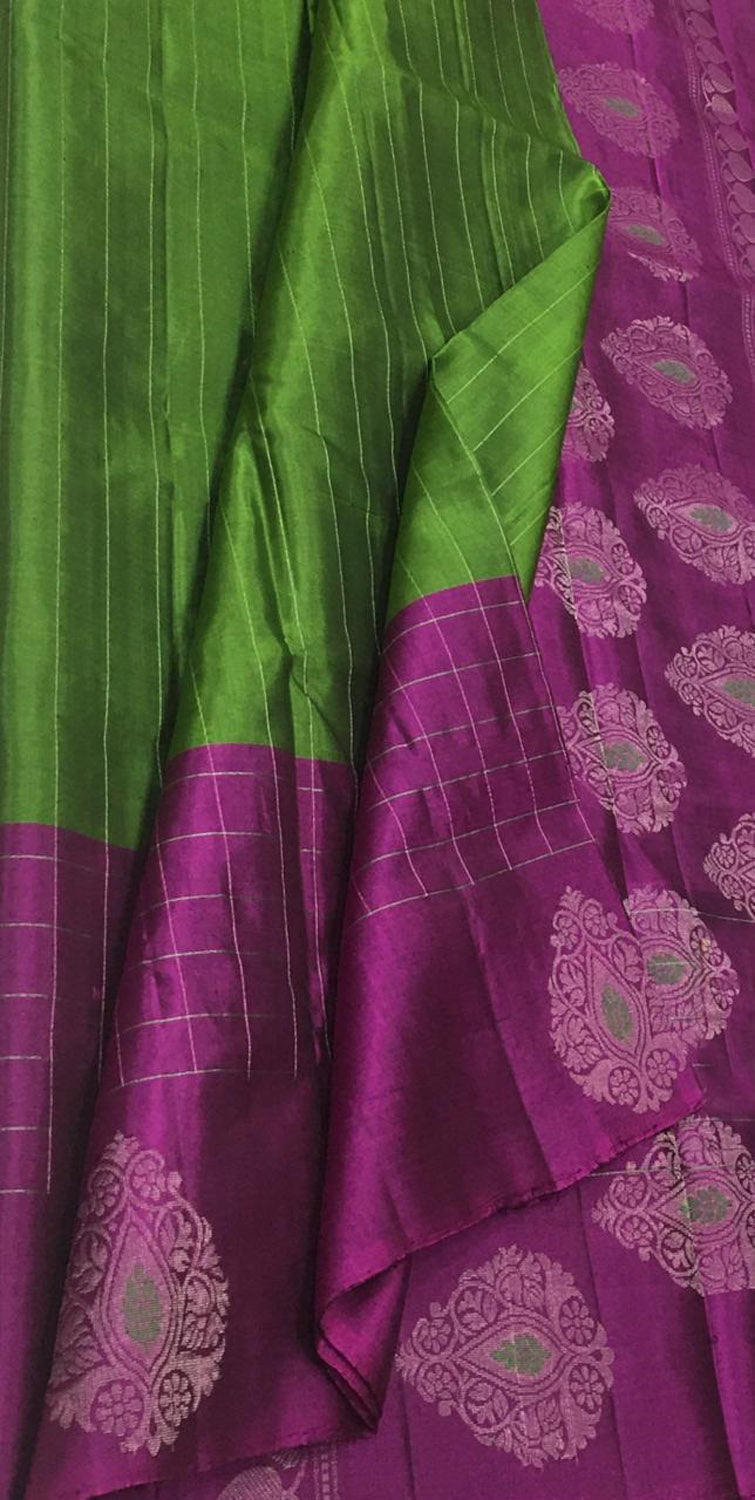 Green Kanjeevaram Handloom Pure Silk Saree - Elegant and Luxurious - Luxurion World