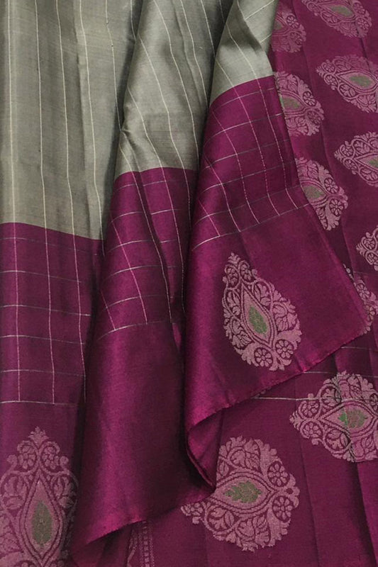 Elegant Grey Kanjeevaram Silk Saree