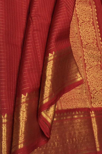 Exquisite Red Handloom Kanjeevaram Silk Saree - Luxurion World
