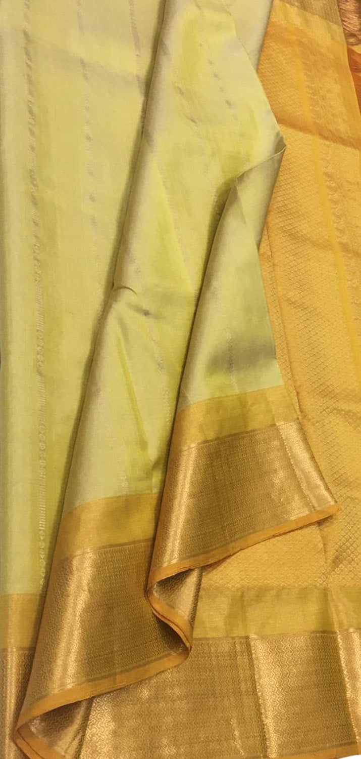 Yellow Handloom Kanjeevaram Pure Silk Saree - Elegant and Luxurious - Luxurion World