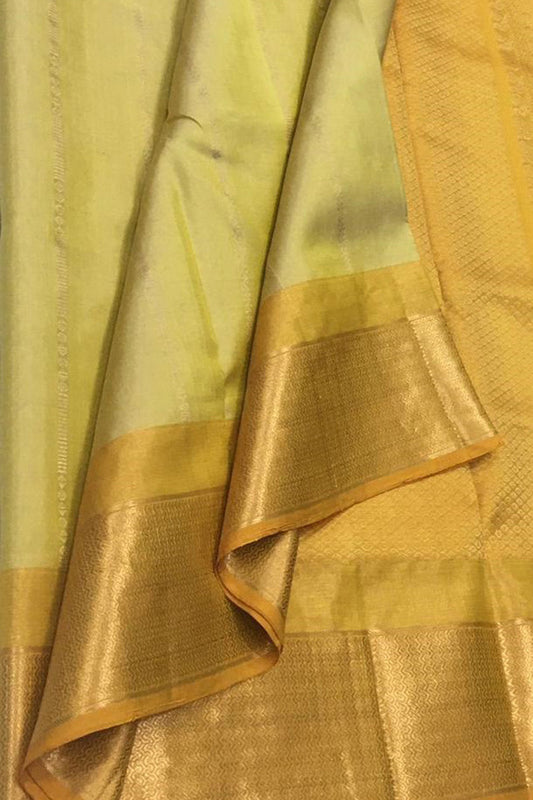 Yellow Handloom Kanjeevaram Pure Silk Saree - Elegant and Luxurious - Luxurion World