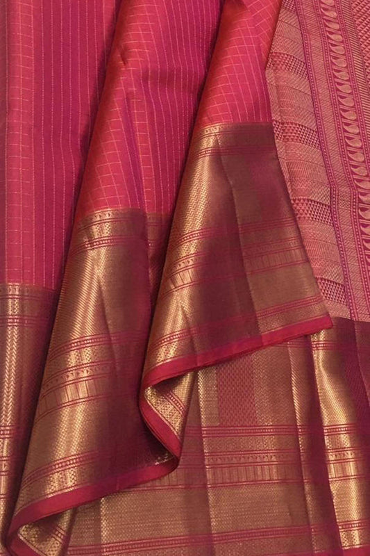 Exquisite Pink Handloom Kanjeevaram Silk Saree