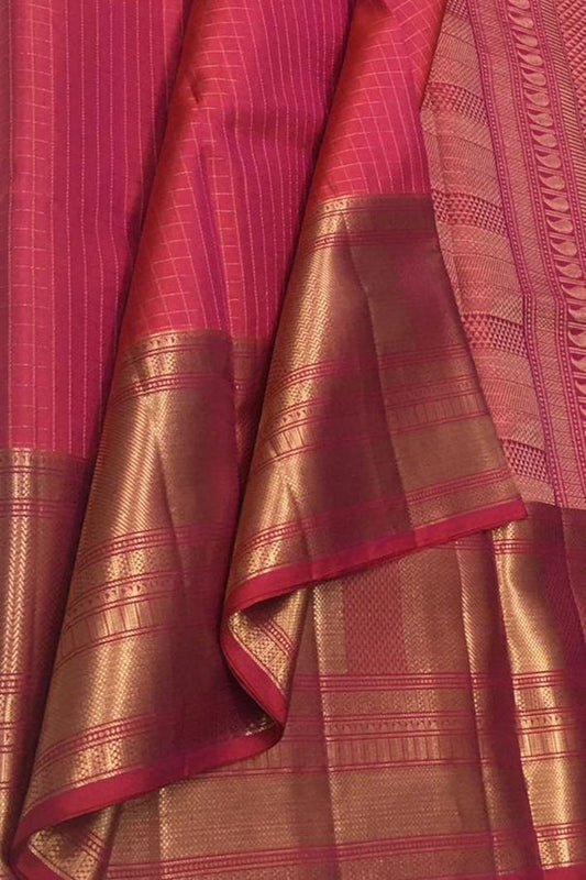Exquisite Pink Handloom Kanjeevaram Silk Saree - Luxurion World