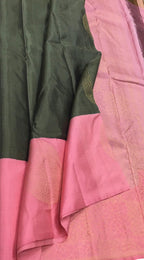 Green Handloom Kanjeevaram Pure Silk Saree - Elegant and Luxurious - Luxurion World