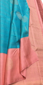 Blue Handloom Kanjeevaram Pure Silk Saree - Elegant and Timeless - Luxurion World