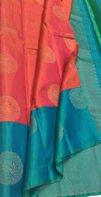 Orange Handloom Kanjeevaram Pure Silk Saree - Elegant and Luxurious - Luxurion World