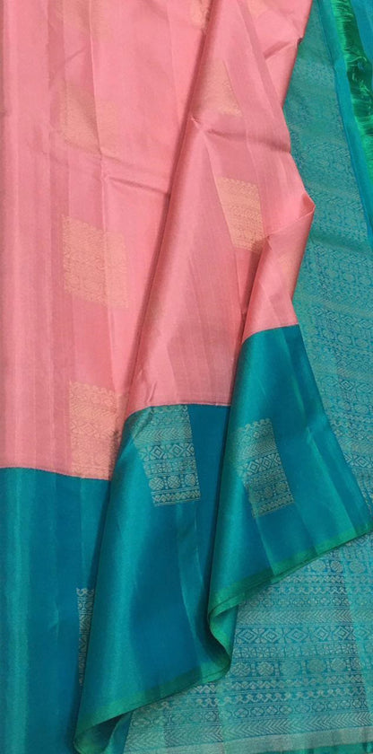Exquisite Pink Handloom Kanjeevaram Silk Saree - Luxurion World