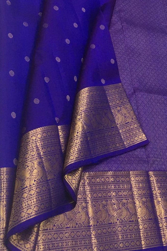 Exquisite Blue Handloom Kanjeevaram Silk Saree - Luxurion World