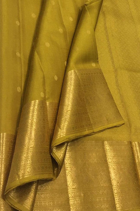 Green Handloom Kanjeevaram Pure Silk Saree - Exquisite Elegance - Luxurion World