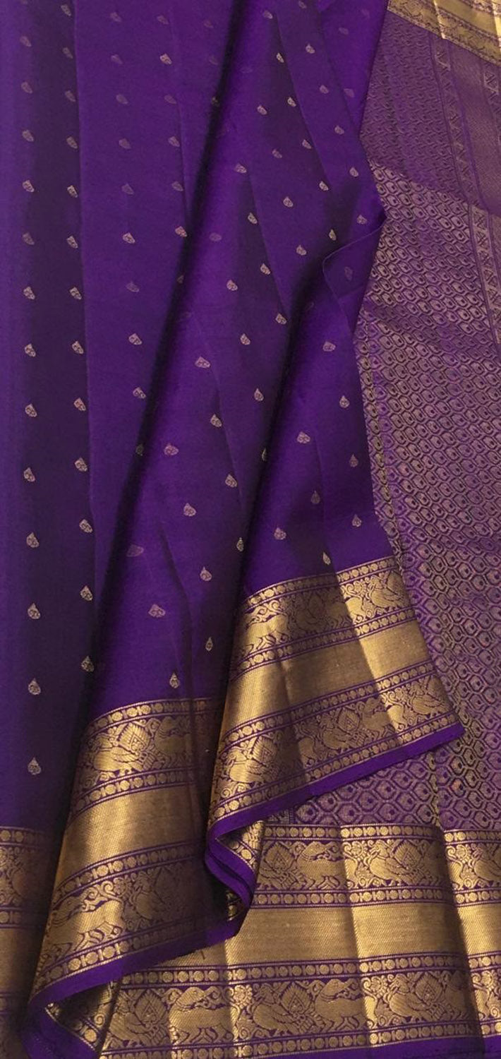 Elegant Purple Silk Kanjeevaram Saree - Luxurion World