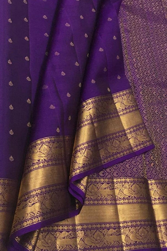 Elegant Purple Silk Kanjeevaram Saree - Luxurion World