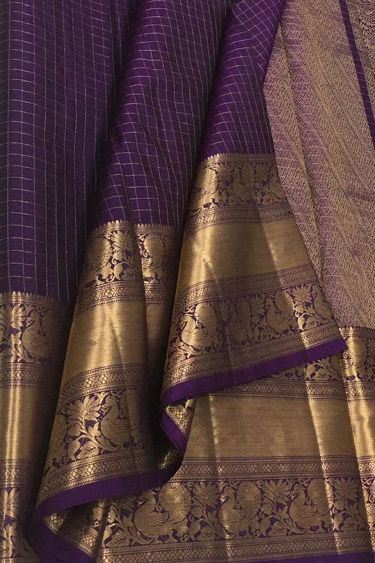 Exquisite Purple Handloom Kanjeevaram Silk Saree - Luxurion World