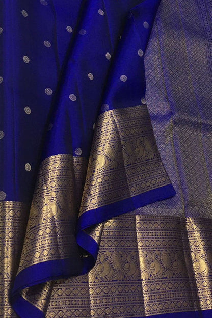 Blue Handloom Kanjeevaram Pure Silk Saree - Luxurion World