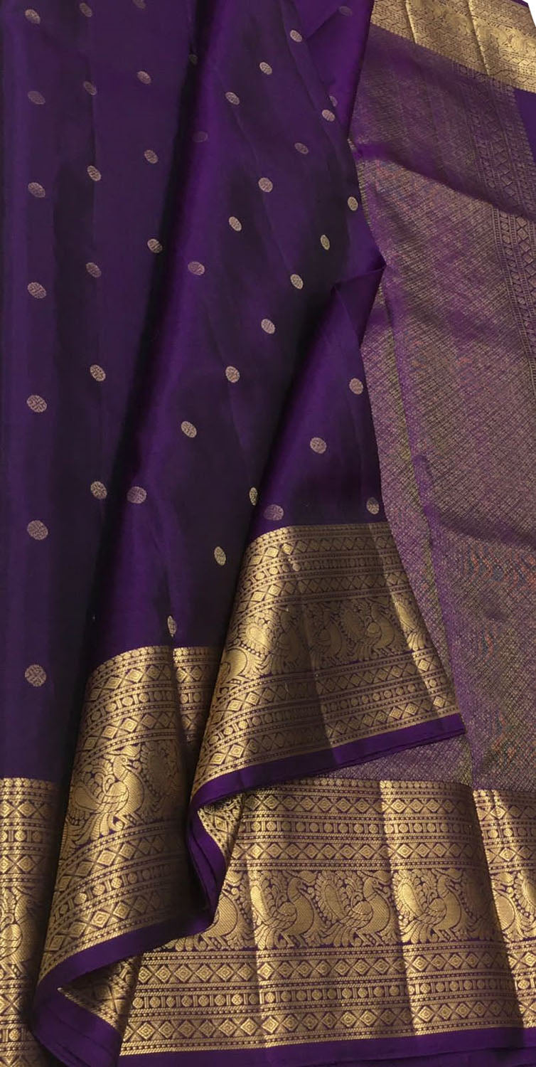 Exquisite Purple Handloom Kanjeevaram Silk Saree - Luxurion World