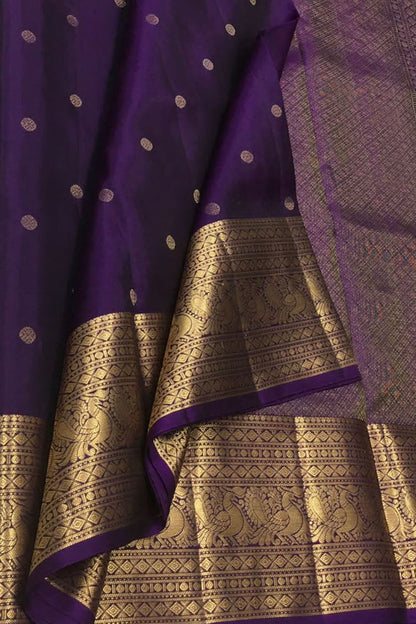 Exquisite Purple Handloom Kanjeevaram Silk Saree - Luxurion World