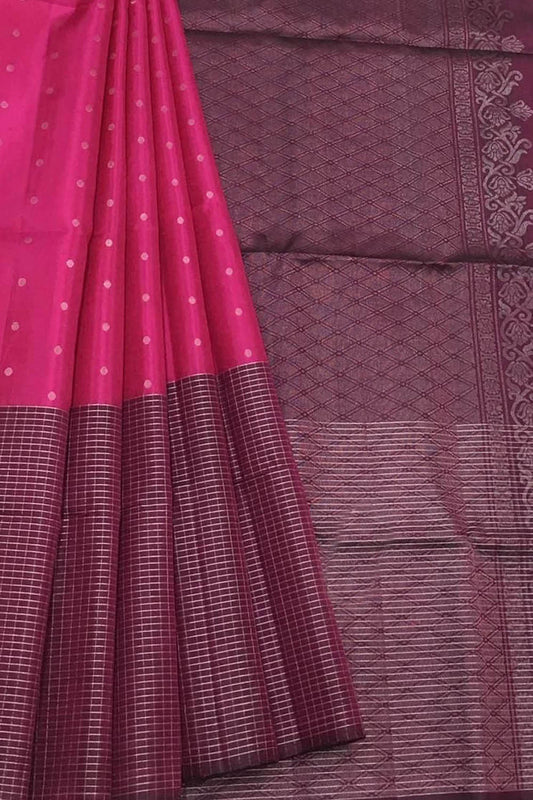 Pink Handloom Kanjeevaram Pure Silk Saree - Luxurion World