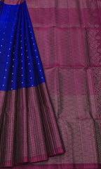 Blue Handloom Kanjeevaram Pure Silk Saree - Luxurion World
