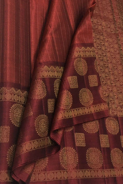 Maroon Handloom Kanjeevaram Pure Silk Saree - Luxurion World