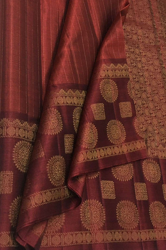 Maroon Handloom Kanjeevaram Pure Silk Saree - Luxurion World