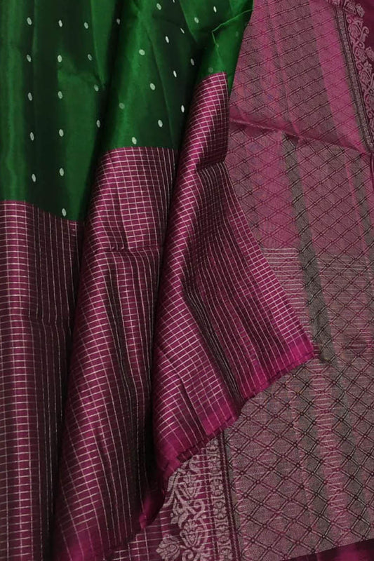 Green Handloom Kanjeevaram Pure Silk Saree - Luxurion World