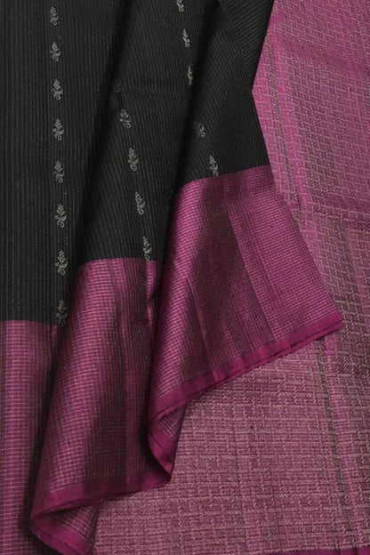 Exquisite Black Kanjeevaram Handloom Silk Saree - Luxurion World