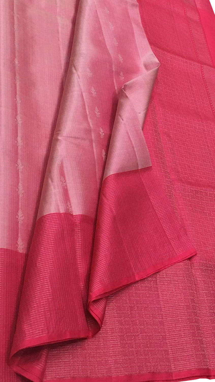 Exquisite Pink Kanjeevaram Handloom Silk Saree - Luxurion World