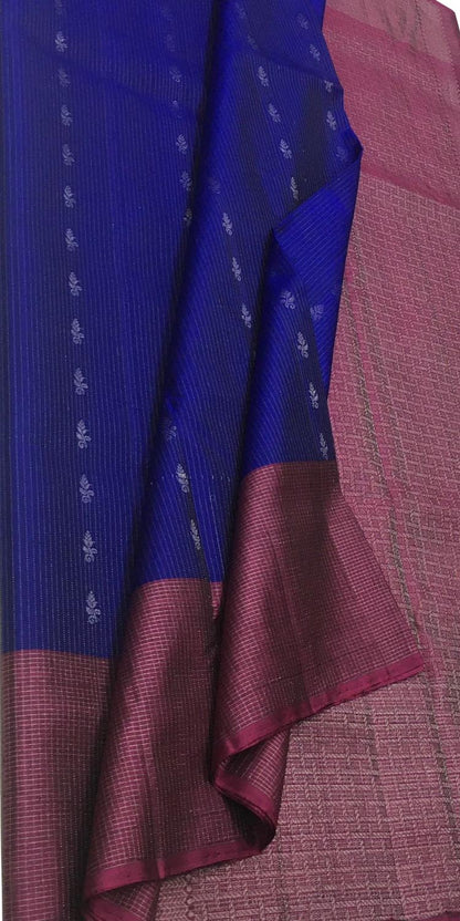 Royal Blue Kanjeevaram Silk Saree - Handloom Pure Elegance - Luxurion World