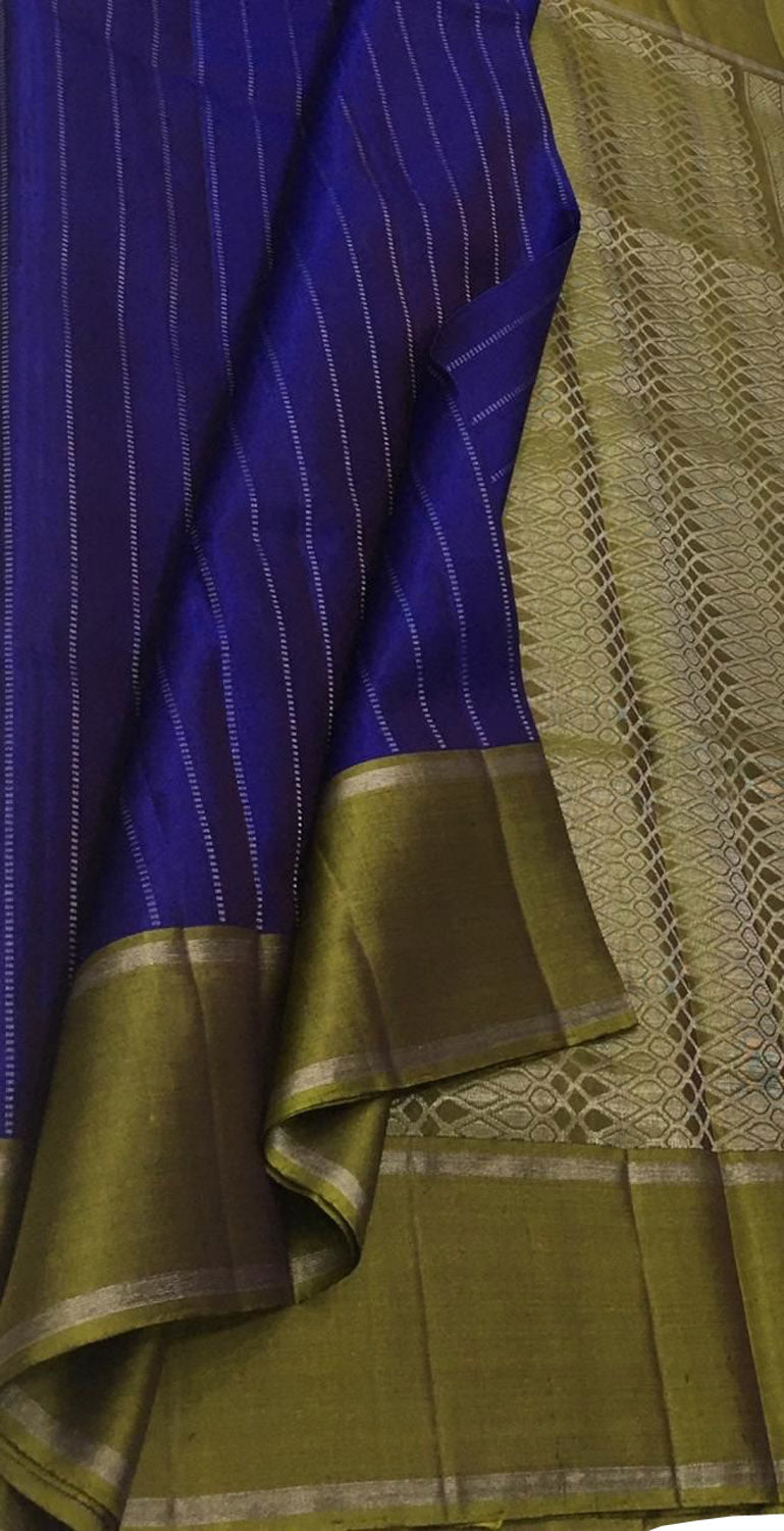 Royal Blue Kanjeevaram Silk Saree - Handloom Pure Elegance - Luxurion World