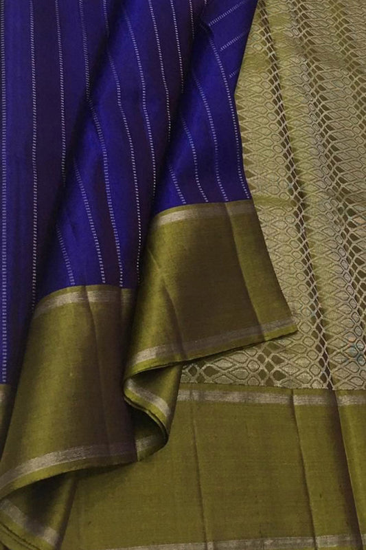 Royal Blue Kanjeevaram Silk Saree - Handloom Pure Elegance - Luxurion World