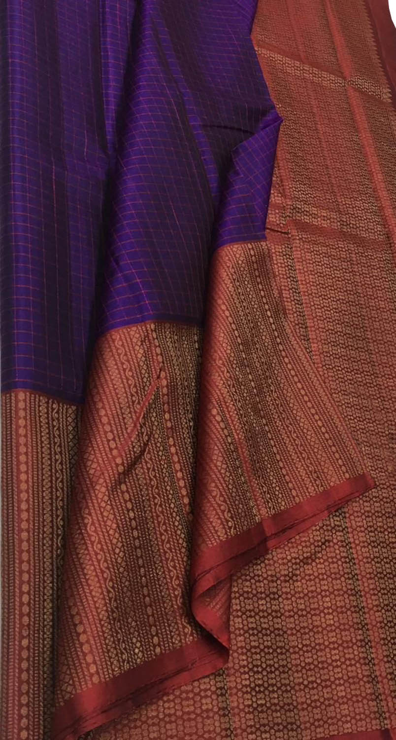 Royal Blue Kanjeevaram Silk Saree - Handloom Beauty - Luxurion World