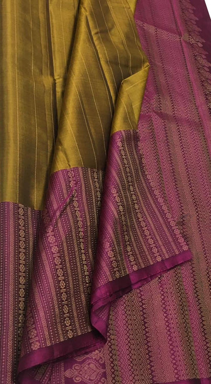 Exquisite Golden Kanjeevaram Pure Silk Saree - Luxurion World