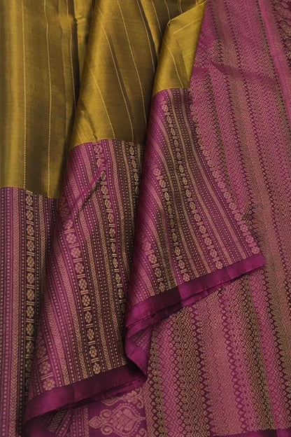 Exquisite Golden Kanjeevaram Pure Silk Saree - Luxurion World