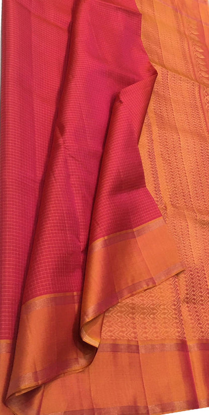 Exquisite Pink Kanjeevaram Pure Silk Saree - Handloom Beauty - Luxurion World