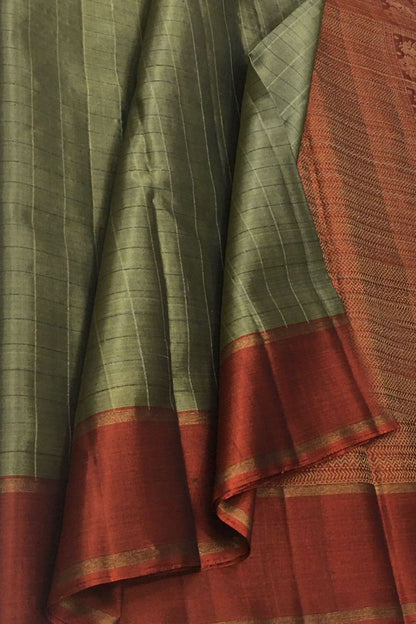 Elegant Grey Pure Silk Kanjeevaram Saree - Luxurion World