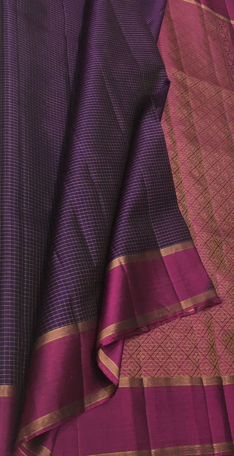 Exquisite Purple Kanjeevaram Pure Silk Saree - Handloom Beauty - Luxurion World