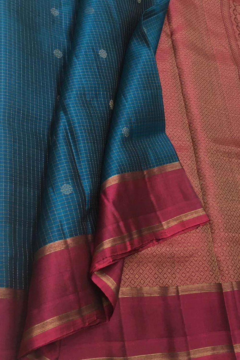Royal Blue Kanjeevaram Silk Saree - Handloom Beauty - Luxurion World