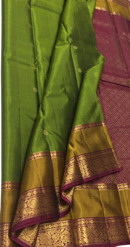 Green Kanjeevaram Handloom Pure Silk Saree - Luxurion World
