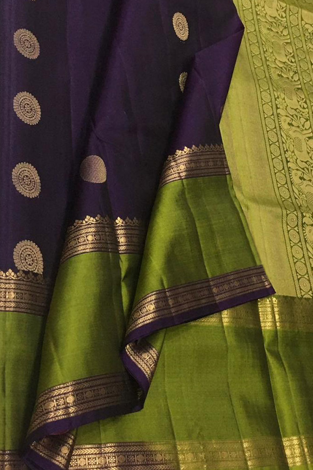 Blue Kanjeevaram Handloom Pure Silk Saree - Luxurion World