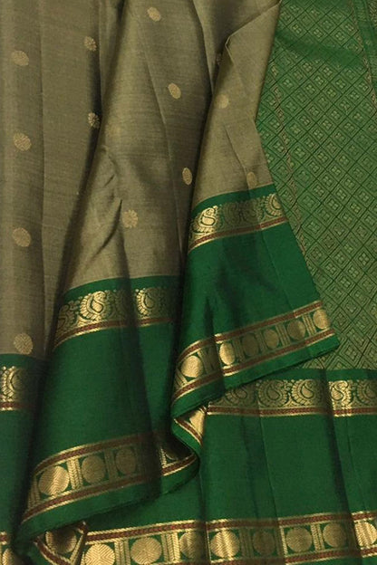 Grey Kanjeevaram Handloom Pure Silk Saree - Luxurion World