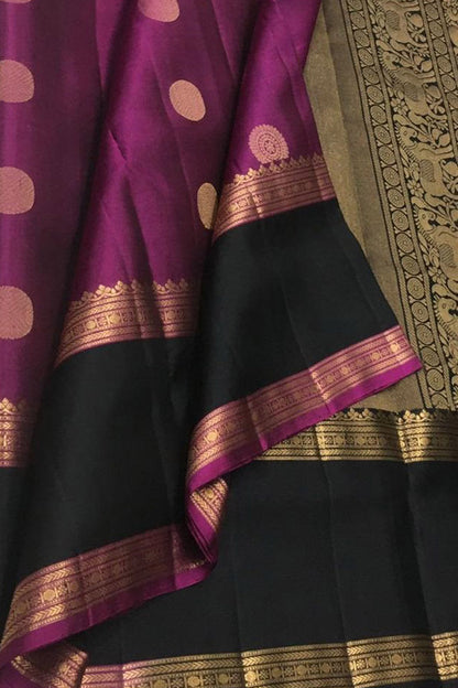 Purple Kanjeevaram Handloom Pure Silk Saree - Luxurion World