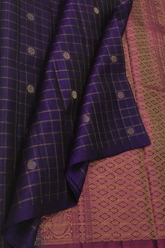 Exquisite Purple Handloom Kanjeevaram Silk Saree - Luxurion World
