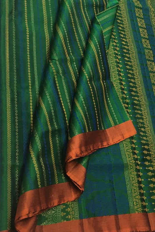 Green Kanjeevaram Handloom Pure Silk Saree - Pure Elegance - Luxurion World