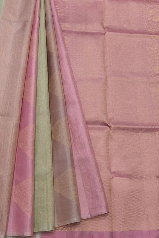 Exquisite Pink Kanjeevaram Pure Silk Saree - Handloom Beauty - Luxurion World