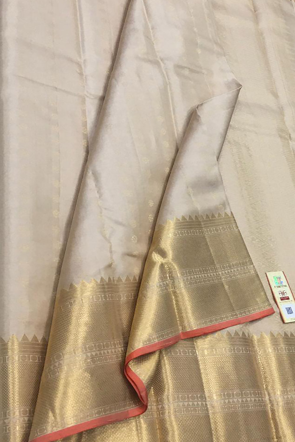 Pastel And Golden Kanjeevaram Handloom Pure Silk Saree - Luxurion World