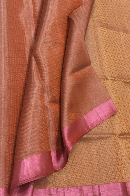 Exquisite Pink Kanjeevaram Handloom Pure Tissue Silk Saree - Luxurion World