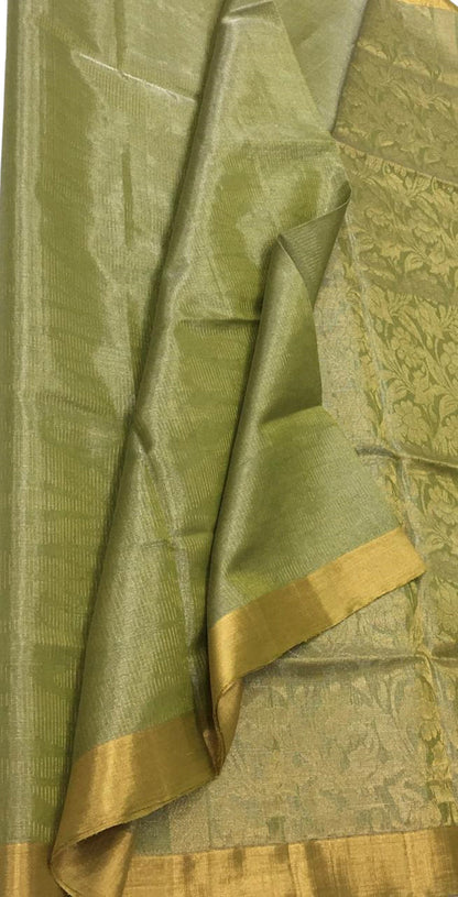Green Kanjeevaram Handloom Pure Tissue Silk Saree - Luxurion World