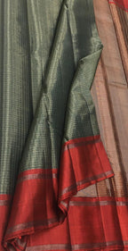 Elegant Grey Kanjeevaram Handloom Pure Tissue Silk Saree - Luxurion World